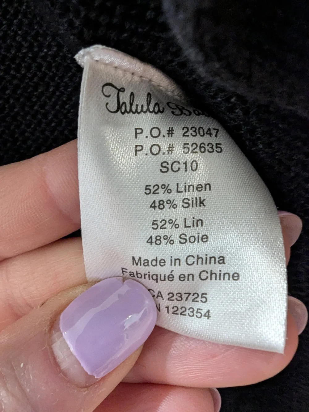 Talula Babaton Black Linen/Silk Blend Open Front Cardigan - Picture 7 of 7
